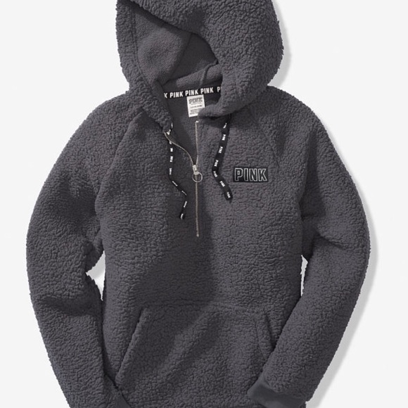 sherpa half zip pink